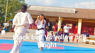 Black belt Vs yellow belt kyokushin karate 🥋 fight championship 2023#kyokushinkaikarate#girl