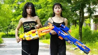 Xgirl Nerf War Two Police Mission Nerf Guns | Seal X Attack Criminal Group Rescue Teammates