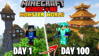 Surviving 100 Days in a Monster-Infested World in Minecraft : Fighting and Survival