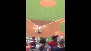 Nolen ryan throwin first pitch at opening day 2014