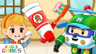 Brush teeth | Habit Play | Robocar Poli | Policecar Firetruck Ambulance | KIGLE GAMES