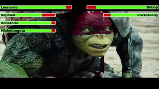 Teenage Mutant Ninja Turtles vs. Bebop & Rocksteady with healthbars