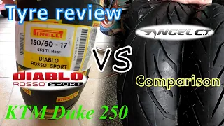 Diablo Rosso Sport vs Angel CiTy | Tyre Review on KTM Duke 250 ABS (Pirelli) #Pirelli #KTM #duke250