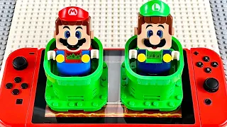 Lego Mario and Luigi enter the Nintendo Switch to save Peach from Bowser's Castle! #legomario