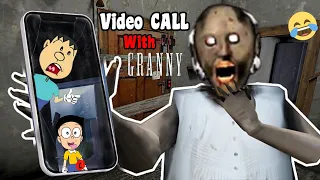 VIDEO CALL WITH GRANNY !! Granny 3 Horror game - SHIVA AND KANZO GAMEPLAY