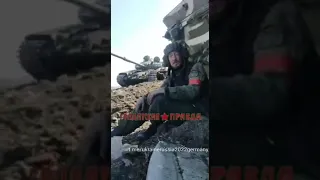 Russian T-72B hit a mine, crew made it out of the tank and survived.