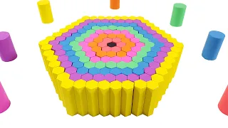 Satisfying Video / How to Make Kinetic Sand Rainbow Hexagon Cake / Kinetic Sand  cutting ASMR