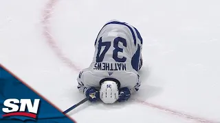 Maple Leafs' Auston Matthews Leaves Ice After Blocking Slapshot Off His Knee