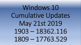 Cumulative updates Released Windows 10 version 1809 1903 May 21st 2019