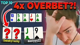 Should We CALL this 4x POT OVERBET?! | Top 10 Poker Hands Ep. 141