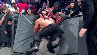 Roman Reigns spears demon to the barricade OMG Moments