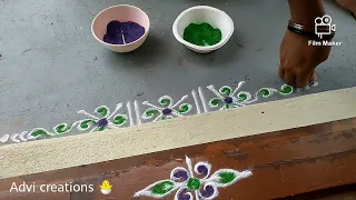 2 very easy and simple doorstep rangoli for beginners💗simple & creative Designs💗@advicreations2294