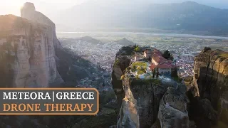 Meteora in Greece | Visiting UNESCO Monastery - Relaxing Drone Visuals in 4K