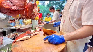 脆皮燒鵝【超多汁水】 爆脆肉嫩燒乳豬 燒腩骨 大大碟招牌燒味飯！Juicy roasted goose,  crispy suckling pig⋯large plate of roast rice!