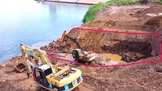 Difficult Project!! JCB Excavator Takes A Lot of Time To Deal With Muddy Roads