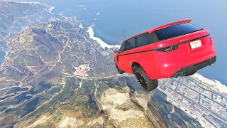 GTA 5 Cliff Drops Crashes With Real Cars Mod #39