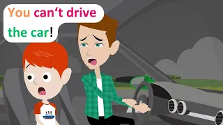 Lucas's father can't drive car - Funny Cartoon Story - Lucas English