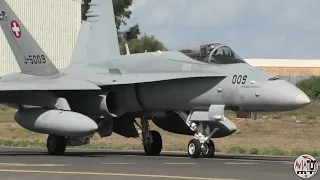 Aviation MT - Swiss Air Force F/A-18C's departing from Luqa - Malta International Airshow 2023