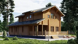 Уникальный проект деревянного загородного дома из бревна, #проектдома