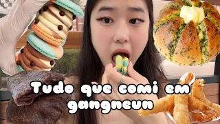 Tudo que comi na feira coreana de gangneung💖 / macarons, pão de alho, susubukkumi, camarão,doughnut