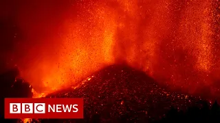 Lava from erupting volcano destroys homes in Spanish Canary Islands  - BBC News