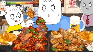 Barbecue chicken🍗 Mukbang!(Butter& Spicy ) Animation ASMR /foomuk