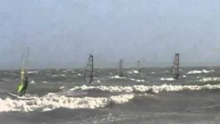 Extreme Windsurfing.Wave sailing in Shoreham,UK