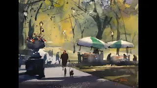 Advancing with Watercolor: on location - NYC "The Vendors of Central Park"