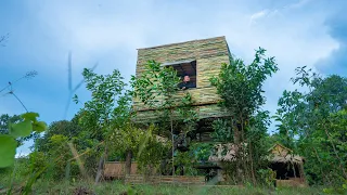 GIRL LIVING OFF GRID, BUILD THE MOST BEAUTIFUL BAMBOO TREE HOUSE WATCH TOWER