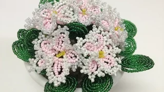 МАХРОВАЯ ФИАЛКА из БИСЕРА. Tutorial: Violet out of beads. Часть 2/2