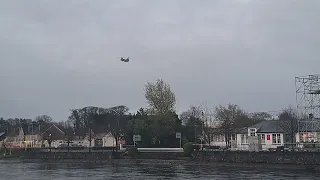 Chinook landing at St.Muredach's College GAA pitch