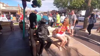 The police check for heart attacks!  Funny statue prank