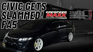 FA5 Honda Civic Gets Slammed | GODSPEED Coilover Install! | 8th Gen Civic 2006-2011 | DIY