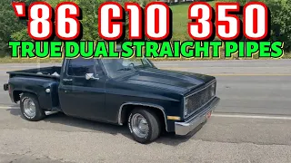 1986 Chevy C10 TRUE DUAL EXHAUST w/ LONG TUBE HEADERS & STRAIGHT PIPES!