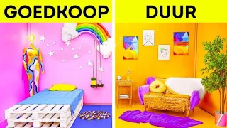 COOLE KAMER MAKE-OVER UITDAGING || Rijk vs blut | Goedkope vs dure items voor je kamer door 123 GO!