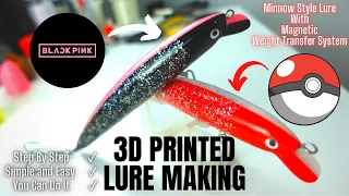 Making Minnow Lure with Magnetic Weight Transfer System. 3D Printed Fishing Lure Making.