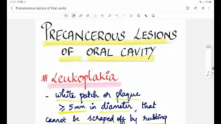 Precursor lesions of Oral Cavity | Pathology | Handwritten notes