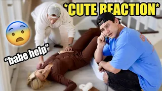 FALLING DOWN THE STAIRS PRANK ON BOYFRIEND! *he was so sweet*