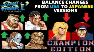 Street Fighter 2 (II) Champion Edition : Balance changes comparison from USA to Japanese versions.