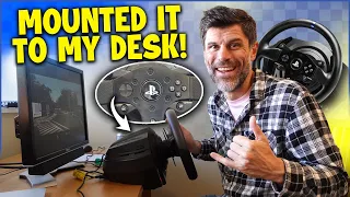 I mounted a Thrustmaster T300 to my desk