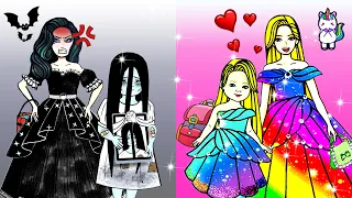 စက္ကူအရုပ်များကို ၀တ်ဆင်ပါ။ - Difference Of Bad Sadako Mom And Good Rapunzel Mom - WOA Doll Myanmar