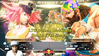 Street Fighter 5 (SFV) - LTG Low Tier God (Poison) blacklists Snake Eyez (Zangief) | Aug. 25, 2019