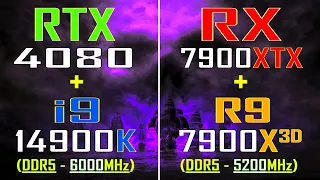 RX 7900XTX + RYZEN 9 7900X3D vs RTX 4080 + INTEL i9 14900K || PC GAMES TEST ||