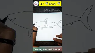 4 = Shark 🦈 Fish #drawing #shorts