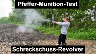 Schreckschussrevolver Schusstest mit Pfeffermunition