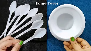 3 Superb Home Decor Ideas using Disposable Bowles and plastic spoons - Diy crafts using waste