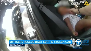 Tampa officers rescue 11-month-old girl from abandoned stolen car