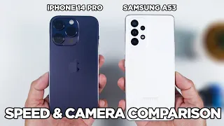 iPhone 14 Pro vs Samsung A53 SPEED TEST & CAMERA Comparison | Zeibiz