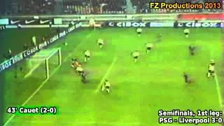 Cup Winners Cup 1996-1997, Semifinals (1st leg): PSG - Liverpool 3-0 (Cauet goal)