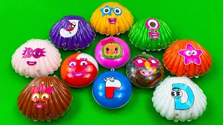 Finding Numberblocks,Cocomelon... with Seashell, CAKE in SLIME Coloring! Satisfying CLAY ASMR Videos